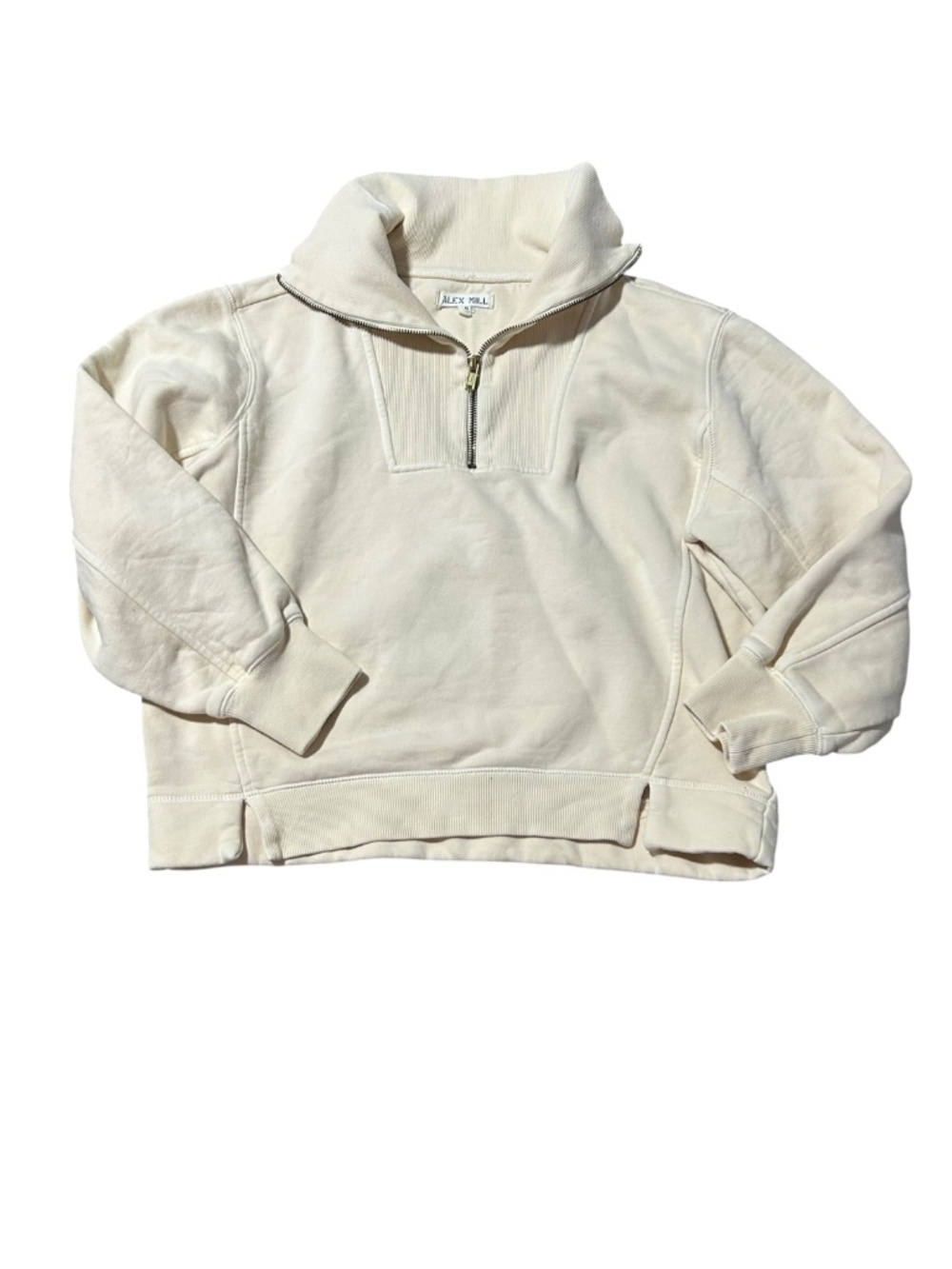 Alex Mill Cream Half-Zip Funnel Neck Sweatshirt